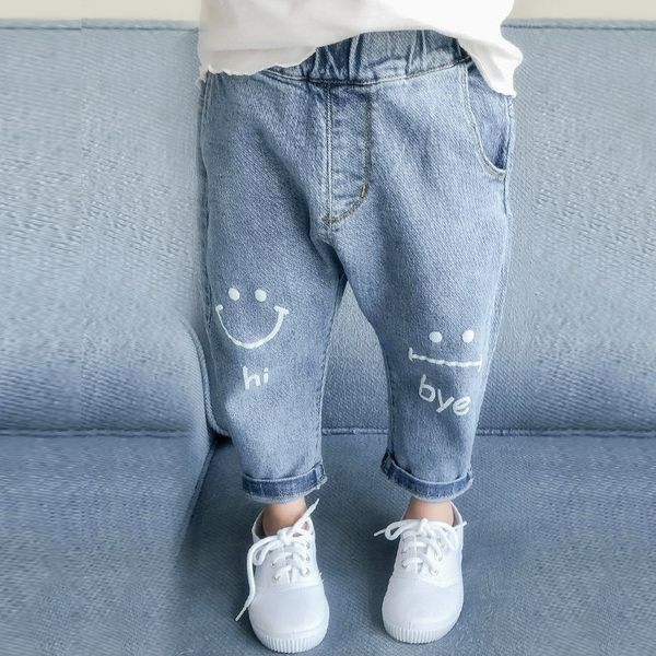 

Kids Spring Baby Girls Jeans Kids Clothes Cotton Loose Comfortable Long Denim Pants Elasticated Waist Casual Jeans For Girls 3-7, R88252 blue