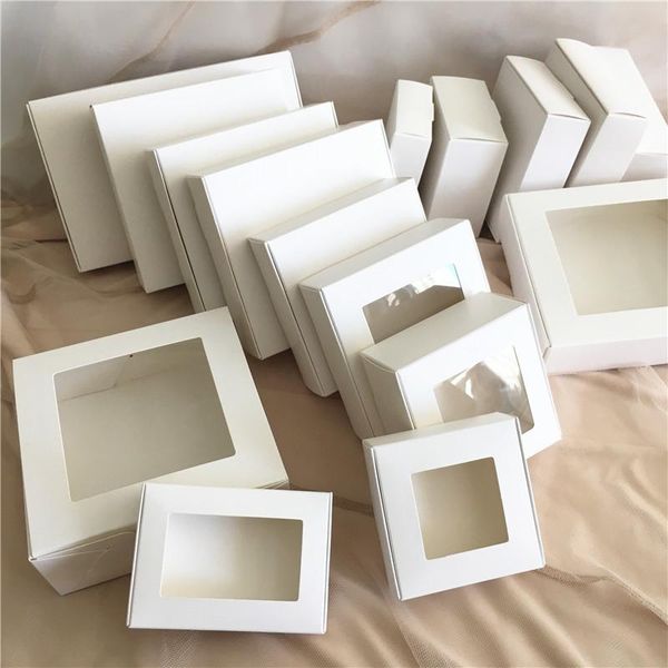

gift wrap 30pcs diy white box with window paper cake packaging for wedding home party muffin christmas gifts kraft