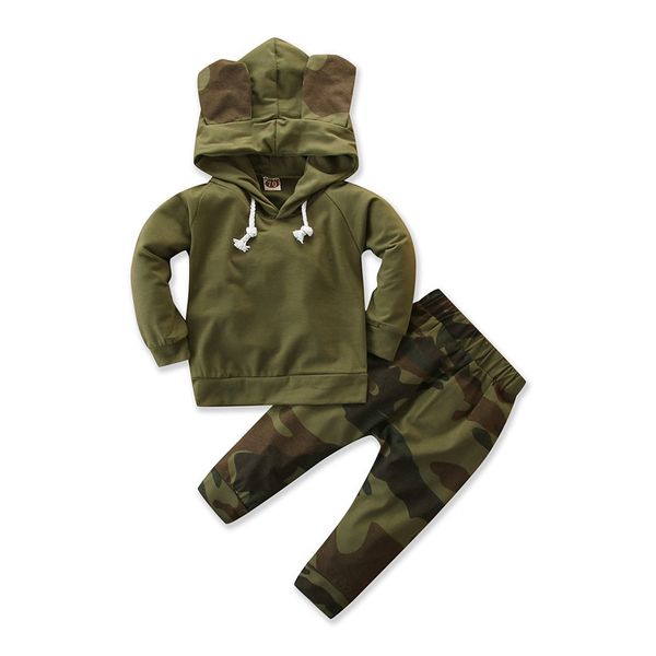 

boys' sports suit autumn casual lovely camouflage two piece children sweater, White