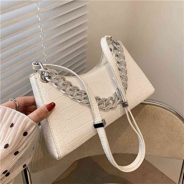 

french 2021 new fashion shoulder chain underarm bag soft leather mobile phone wallet