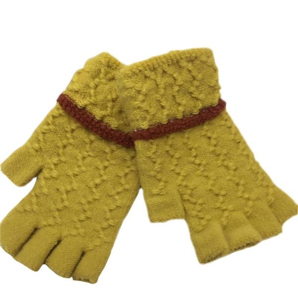

sports gloves lady bicycle motorcycle riding glove warm wool-knit half-finger touch screen wool skiing, Black