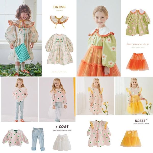 

clothing sets girls' dresses 2021ss spring and summer rj blouse skirt suit children's cute cartoon print short-sleeved dress, White