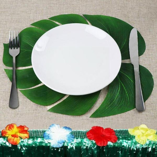 Декоративные цветы венки 12 шт. Зеленый искусственный монстерный пальмовые листья для тропической гавайской темы вечеринка свадьба украшения день рождения дома G