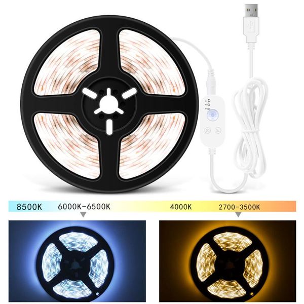 

1-5m light strip waterproof ip65 adjustable brightness flexible led lamp for closet wardrobe desk screen tv background usb cable cabinet