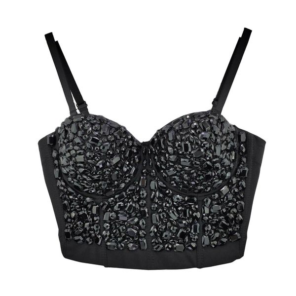 

beading acrylic cropped womens tanks crop to wear out autumn corset nightclub women bra push up bustier, White