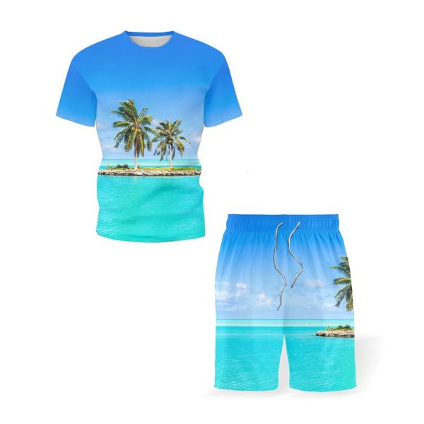 

men's tracksuits beach casual sports outfits summer trendy short shirt285r, Gray