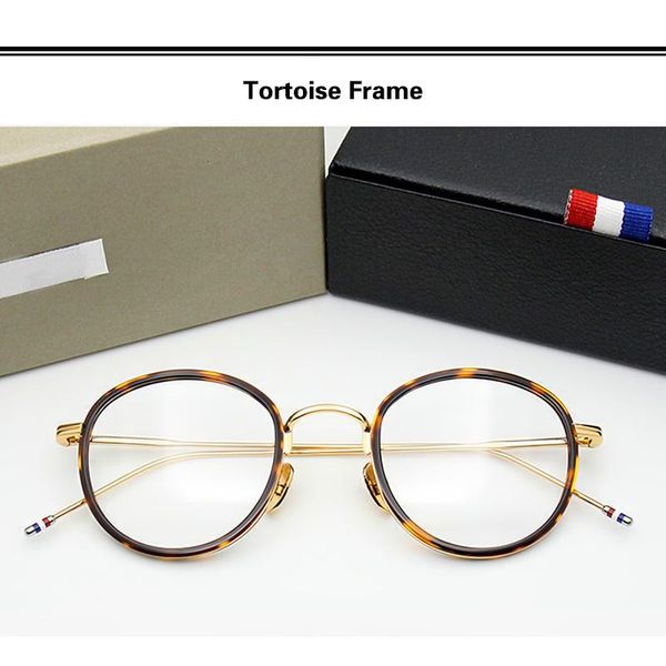 

fashion sunglasses frames round shaped acetate tb905 glasses frame men retro eyeglasses women myopia reading oculos de grau wit, Black