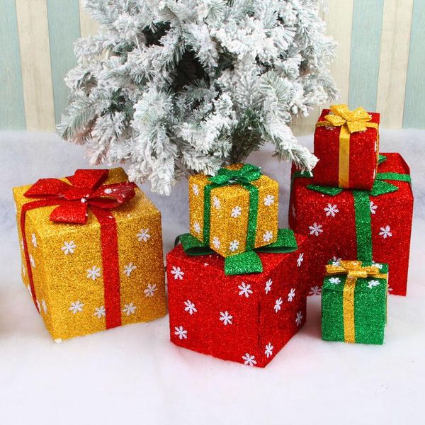 

gift wrap 4 sizes christmas pvc box store mall scene decoration snowflake wrapping year children's bag party supplies