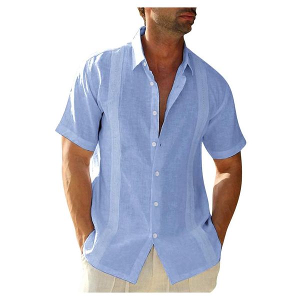 

men's casual shirts short sleeve cotton linen button turn-down collar solid loose blouse tee summer tunic, White;black
