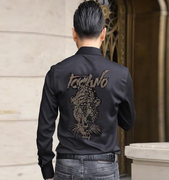 

hip hop rhinestone shirt men streetwear long sleeve shirt oversize summer, White;black