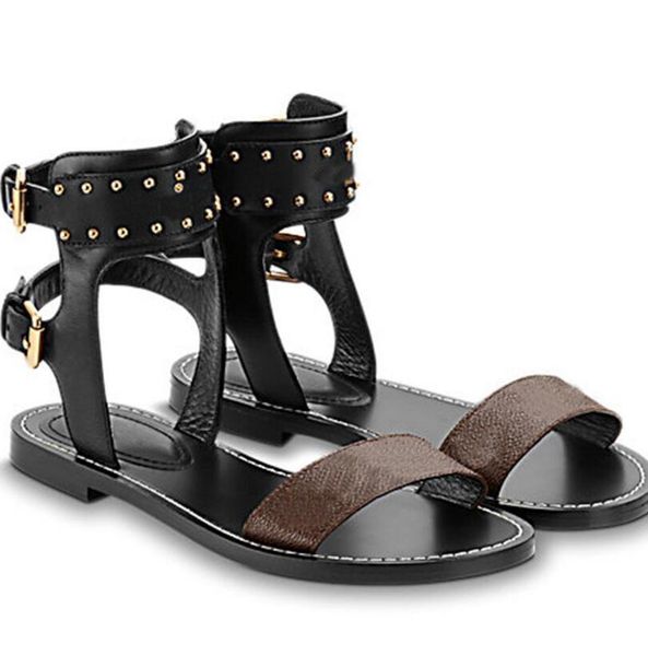 

classic womens summer slippers sandal striking gladiator leather outsole flat chain slipper slides canvas plain sandals shoes, Black