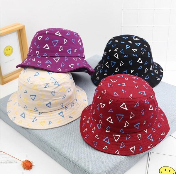

cloches 2021 streetwear triangle bucket hats for kids baby fishing summer hat outdoor panama sun cap girls boys, Blue;gray