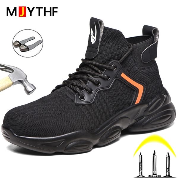 

men work shoes sneakers steel toe indestructible safety boots lightweight anti-puncture 210923, Black