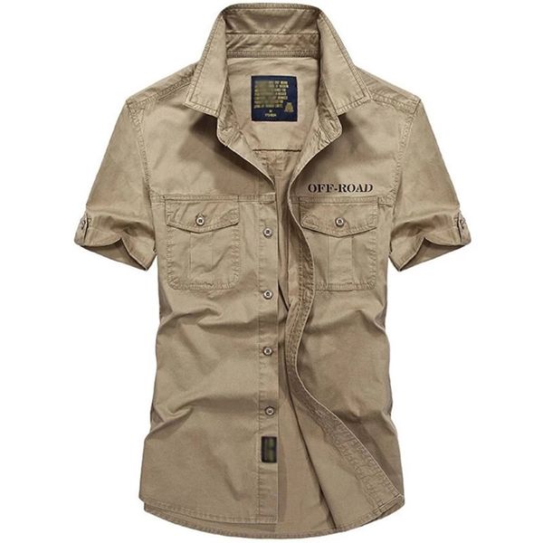 Camicie a maniche corte militari Uomo Army Outwear Tasca cargo estiva traspirante Quick Dry Plus Size Camisa Social Masculina 210809