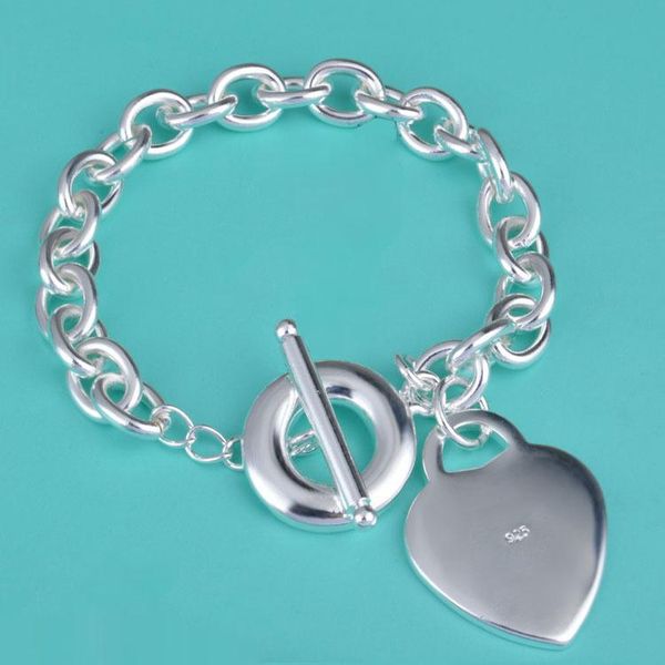 

charm bracelets 2021 925 sterling silver bracelet thick chains with to clasp heart charms for women men's classic, Golden;silver