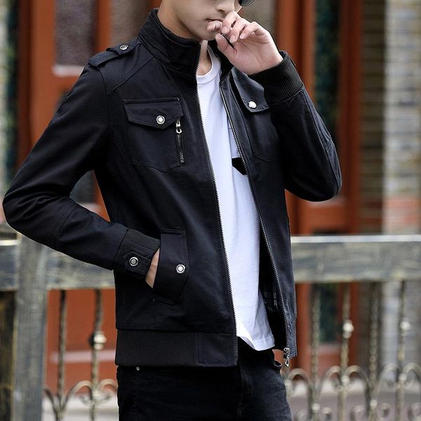 

men's jackets men bomber quality solid coats male casual stand collar outerdoor overcoat clothing m-xxxxxl outdoor streetwear, Black;brown