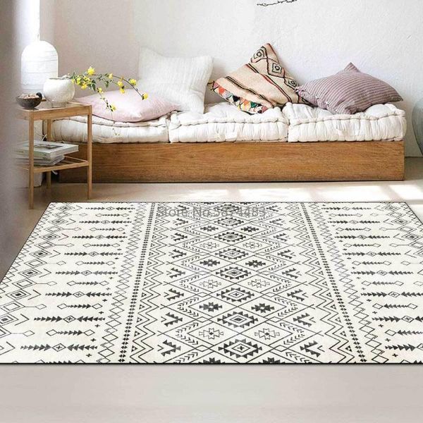 

geometric lines bohemian ethnic style homestay living room bedroom bedside carpet floor mats carpets