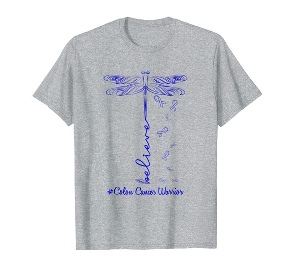 

believe colon cancer dragonfly survivor t shirt men women, White;black