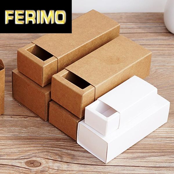 

gift wrap 20pcs- 10/30/50/100ml blank white kraft paper drawer boxes for cosmetics essential oil dropper bottle jewelry packaging