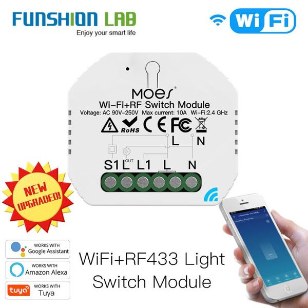

smart home control mini diy wifi rf433 relay switch module life/tuya app control, work with alexa google 1 gang 1/2 way