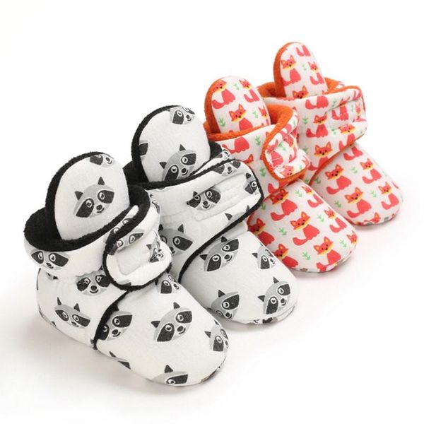 

first walkers autumn baby girl warm boots fashion boy cartoon print shoes cotton soft bottom frist walking 0-18m