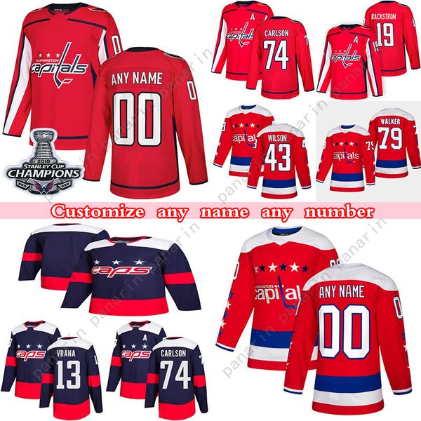 

custom washington capitals hockey jerseys 8 alexander ovechkin 43 tom wilson 13 jakub vrana 77 t. j. oshie any number and name, Black;red