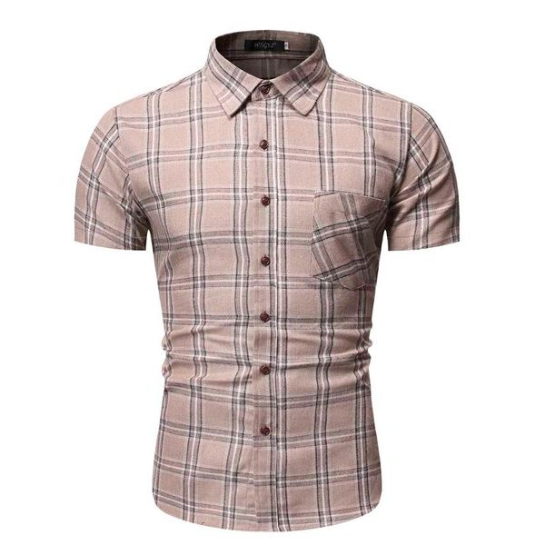 

summer arrival eu size men's plaid shirt casual slim fit large short sleeve shirts, White;black