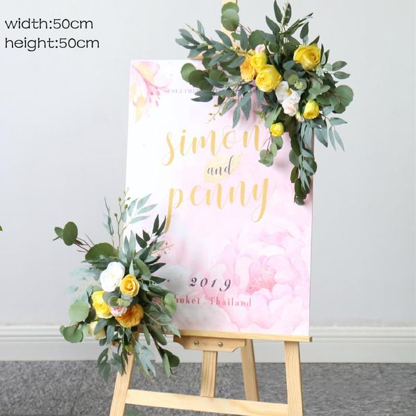 

decorative flowers & wreaths wedding floral props welcome card florals artificial creative sign corner decor garland flower bouquet