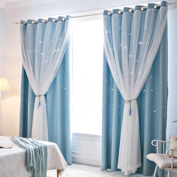 

curtain & drapes 2 pcs modern curtains for bedroom window living room hollowed out stars shading drape home decor