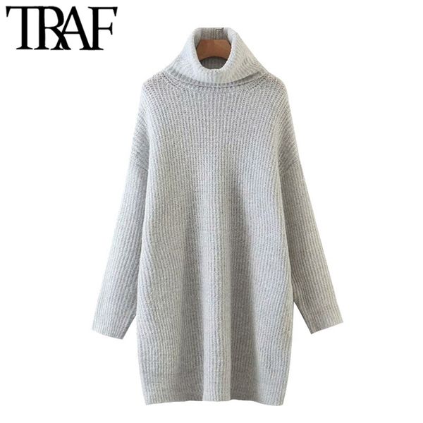 

women fashion thick warm oversized knitted sweater vintage high neck long sleeve female pullovers chic 210507, White;black