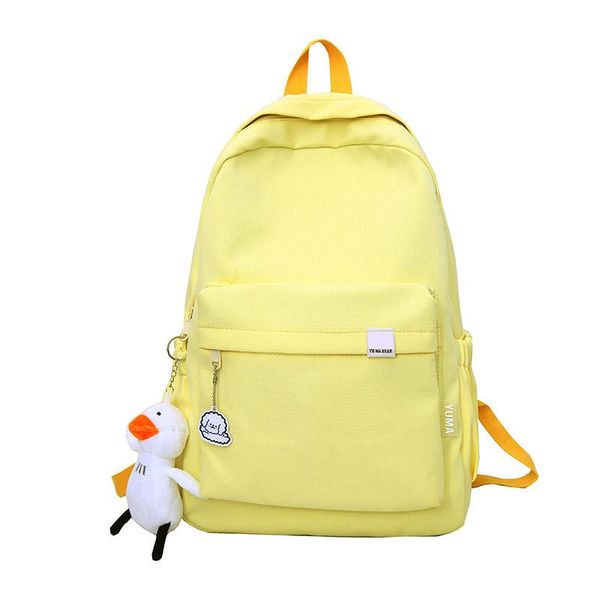 

backpack 2021 pure color cute duck pendant campus student school bag teenage outdoor travel nylon