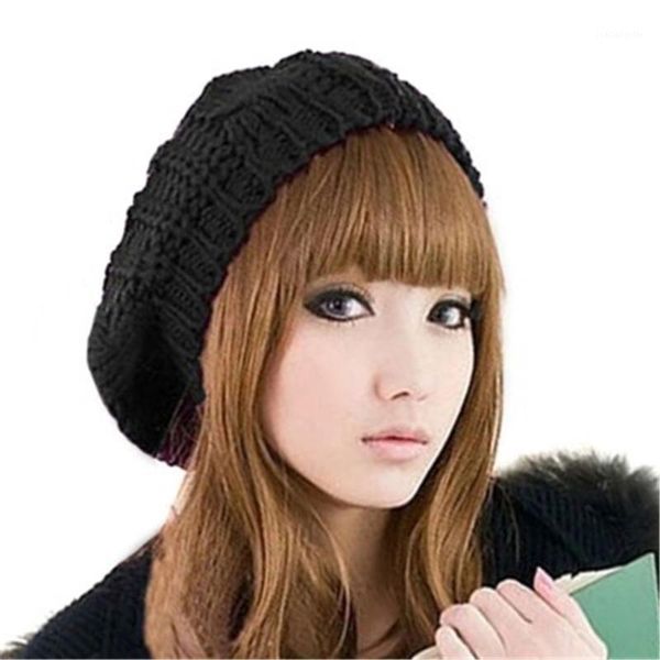 

japanese-style autumn and winter tian chao warm cable bei lei mao beret women's korean-style knitted wool cap special price berets, Blue;gray