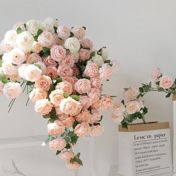 

decorative flowers & wreaths beautiful rose peony artificial silk small bud wedding bouquet for home decoration long fake outdoor backdrop