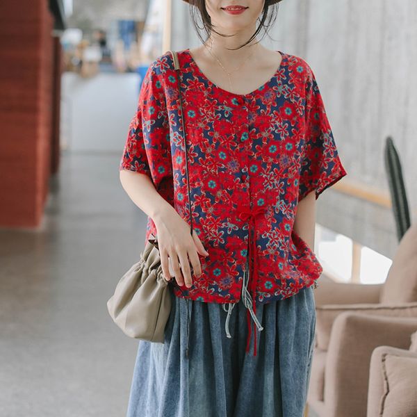 

chinese blouse shirt loose traditional chinese clothing for women linen oriental china clothing womens and blouses 10205, Red