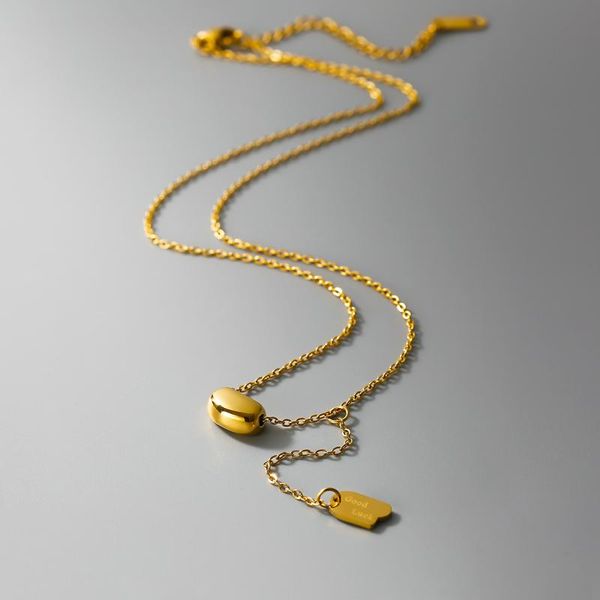 

pendant necklaces simplicity geometric lucky bean necklace for woman trendy temperament clavicle chain 316stainless steel waterproof, Silver