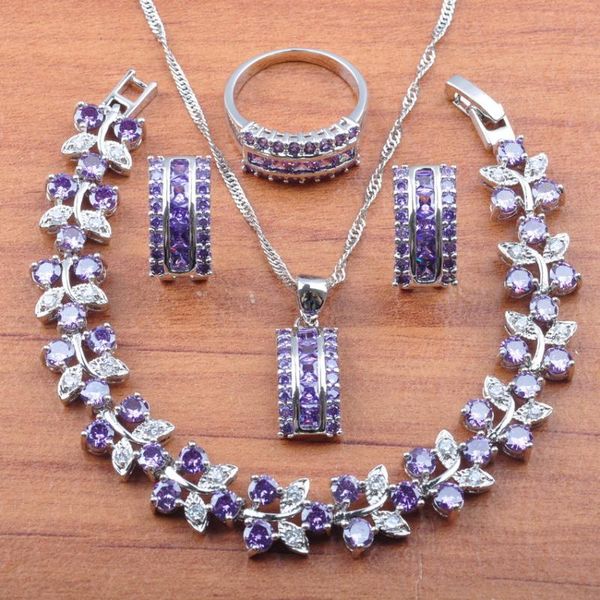 

wedding jewelry sets 2021 natural australian crystal 925 silver set women birthday gift cz earrings/necklace/bracelet/ring js0143, Slivery;golden