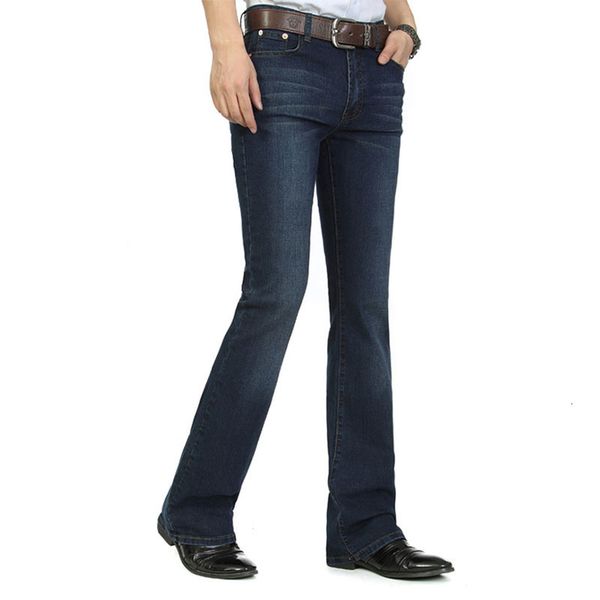 

men's dark blue mid-waist stretch flared pants ny jeans plus size 26-38 40
