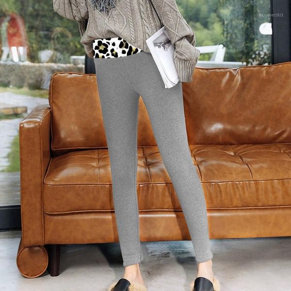 

women's leggings fashion winter for women high waist thick velvet stretch solid color warm casual 2021, Black