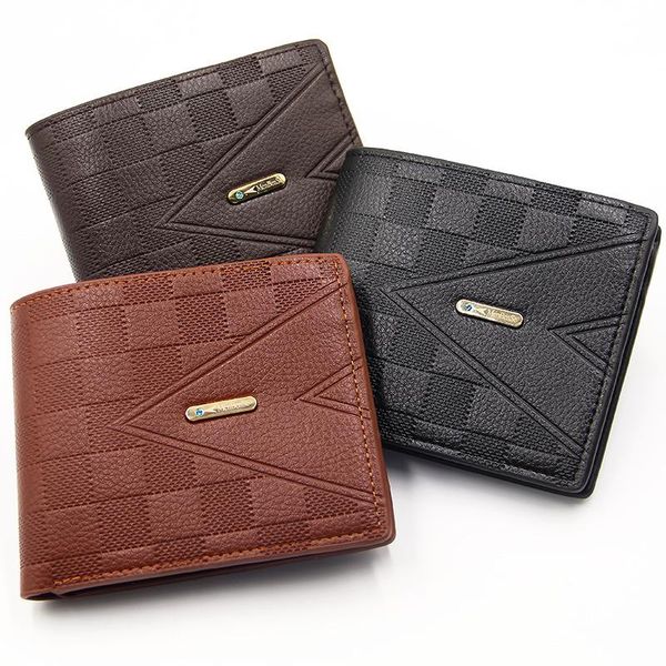 

korean leisure wallet large capacity multifunctional men's short multi card wallets, Red;black