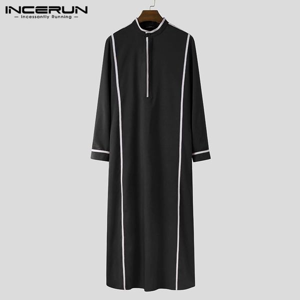 

islamic men muslim kaftan arabic jubba thobe dubai middle east robes patchwork long sleeve stand collar men clothing incerun 7, Red