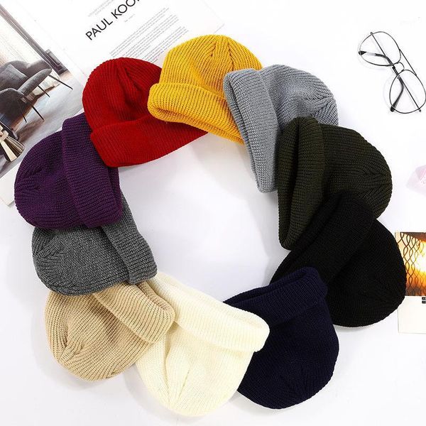 Cappellini da donna 2021 tinta unita lavorato a maglia caldo morbido cappello alla moda semplice lana coreana casual elegante berretto selvaggio