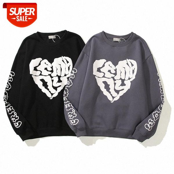 

loose love couple sweatshirt harajuku foaming round neck #bx7w, Black