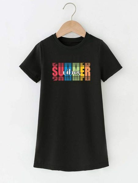 

girls letter graphic tee dress she02, Red;yellow