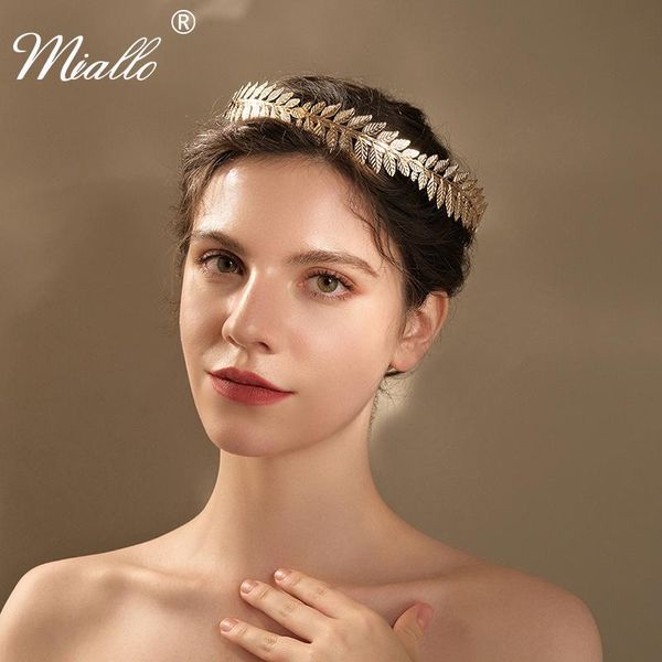 

hair clips & barrettes miallo gold leaf crown round tiaras and crowns for women accessories wedding bridal jewelry party headpiece headdress, Golden;silver