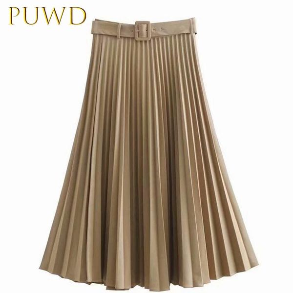 

skirts puwd 2021 elegant and fashionable waistband pleated skirt, Black