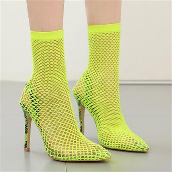 

sandals 2021 seller - women pointed toe mesh 12cm thin high heels slip on sandalias mujer shoes size 35-42 black