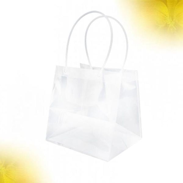 

transparent square long handle bag plant flower cake dessert packaging bags gift wrap