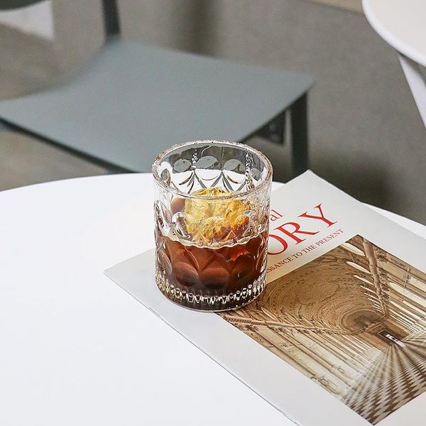 

retro embossed glass latte drink cup cocktail creative ice kitchen dining bar kieliszki do wina cups eb5bl wine glasses