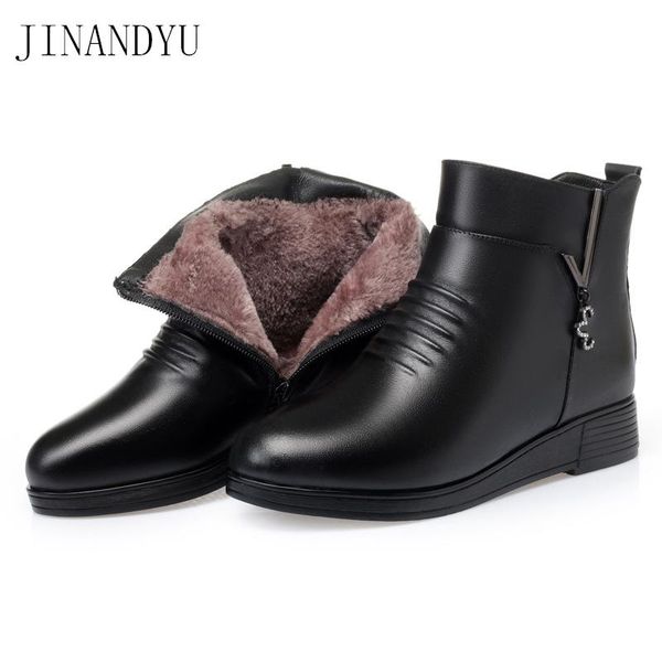 

boots autumn winter femme non-slip leather black platform shoe ladies short plus size women shoes fashion booties