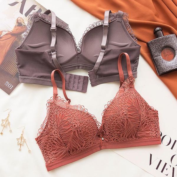 

bras sets roseheart women fashion red purple push up bra set bralette lace trim padded panties lingerie underwear, Red;black